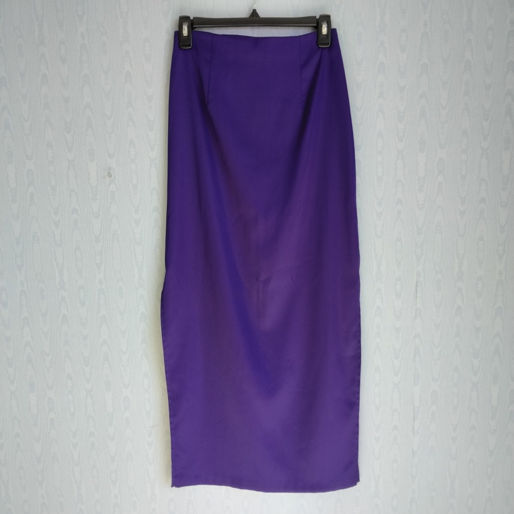 Vtg 90s Skirt Size 6 Skirt Pencil Slit Maxi Purple Satin Grunge Rachel Green